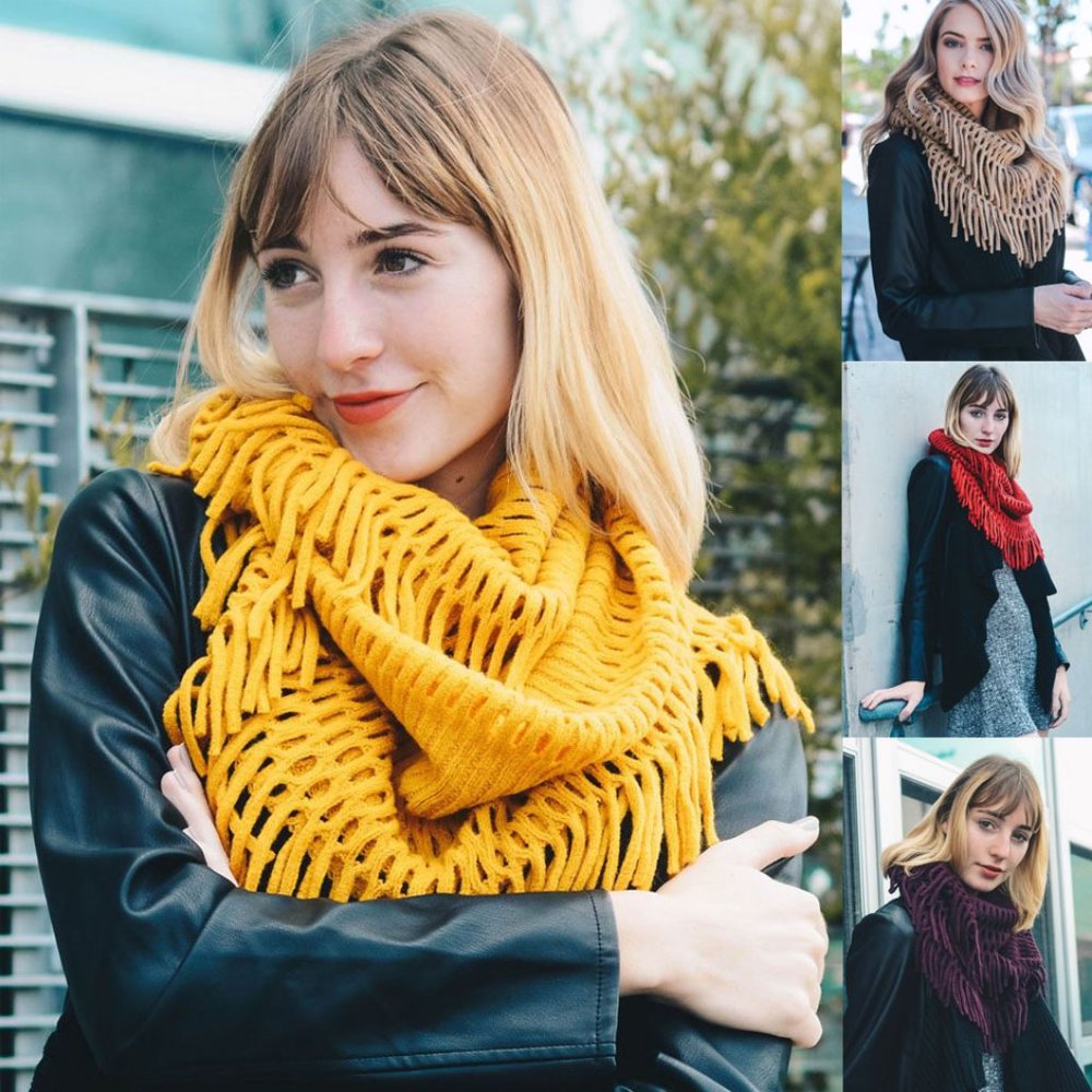Chenille Tassel Infinity Scarf